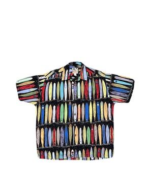 Kahala Hawaiian Shirt Mens L 100% Rayon Surfboards Surfing Beach Aloha Vintage